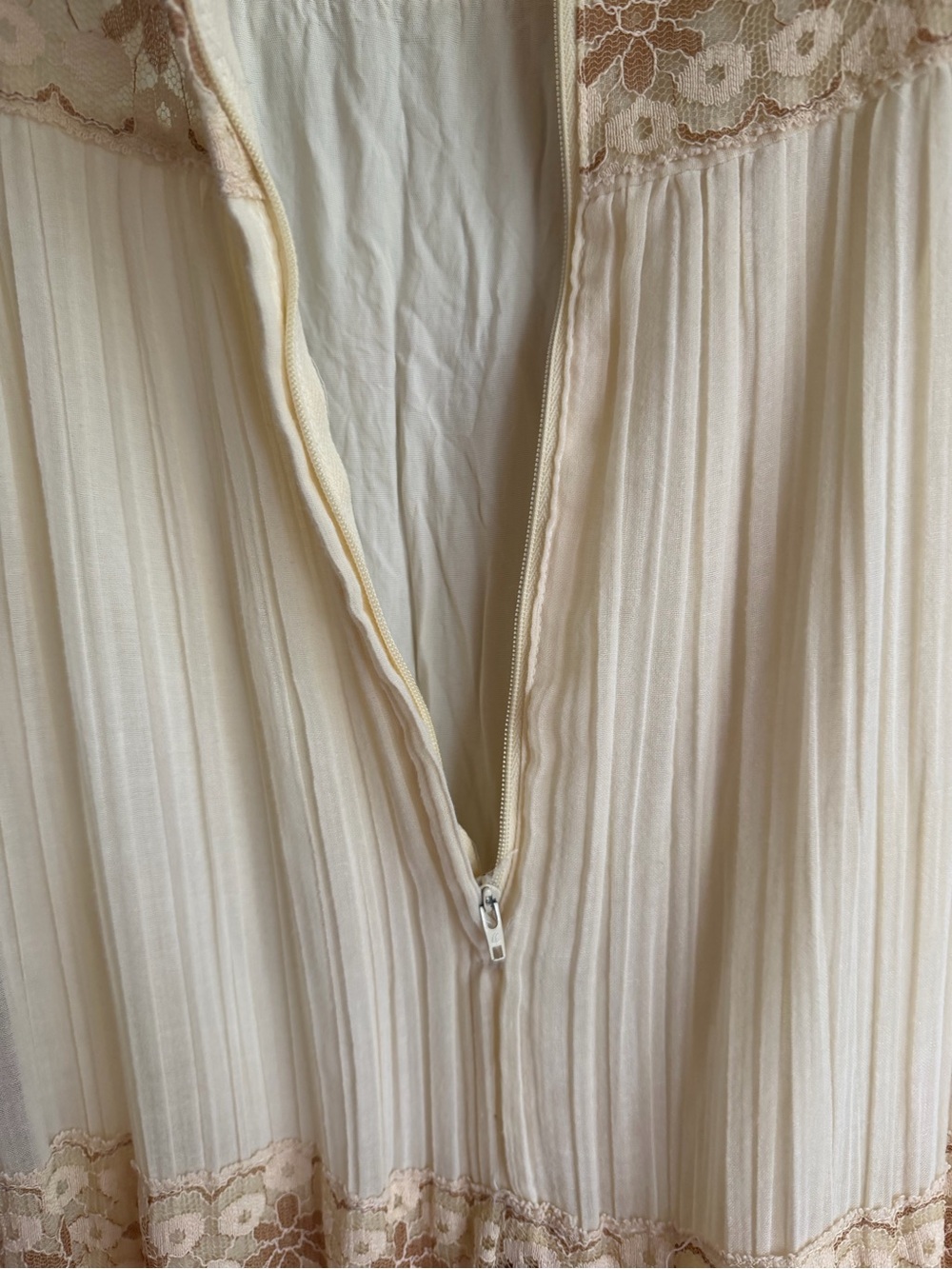 VTG 70s Roberta California Prairie Maxi Dress Ivory Lace Cottagecore Boho - Picture 10 of 16